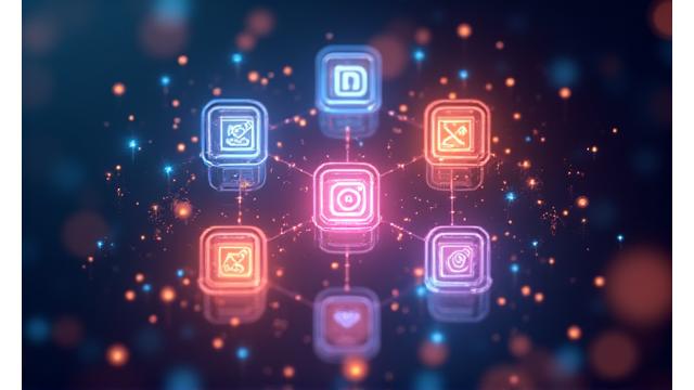 Plattformoptimierungs-Gitter mit verschiedenen Social-Media-Logos