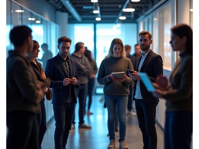 KI-Kreatoren beim Networking-Meetup in einem Berliner Tech-Hub