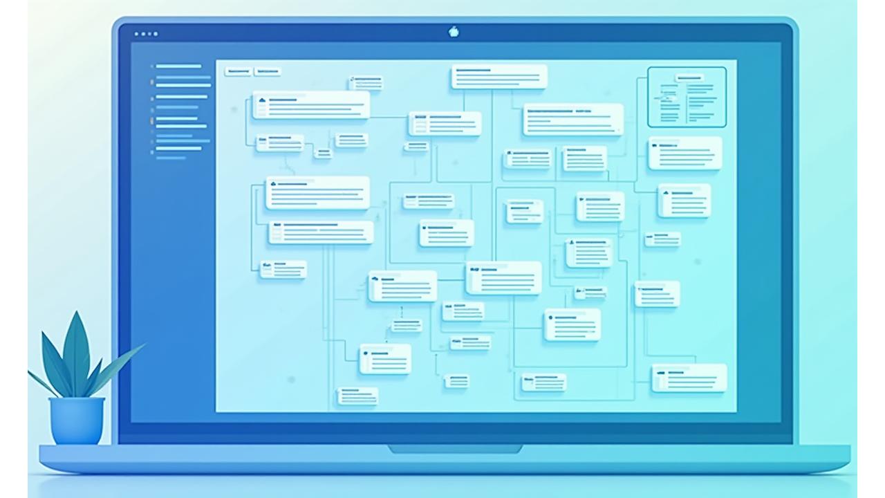 Abbildung eines Drag-and-Drop-Workflow-Builders, der verschiedene Automatisierungskomponenten und deren Verbindung zur Erstellung einer automatisierten E-Mail-Serie zeigt.