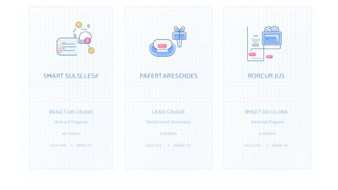 Dashboard-Ansicht, die verschiedene Strategien zum Abonnentenwachstum darstellt, darunter Smart Lead Magnets, Social Proof und ein Empfehlungsprogramm, mit zugehörigen Leistungsindikatoren.