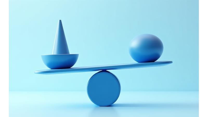 Abstrakte Darstellung einer Waage, die Fairness und Ausgewogenheit im Kontext von Haftung und Gewährleistung symbolisiert.