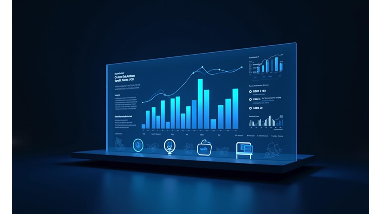 Ein interaktives Dashboard mit wachsenden Diagrammen und personalisierten Metriken, die den Erfolg von Content-Creatoren hervorheben